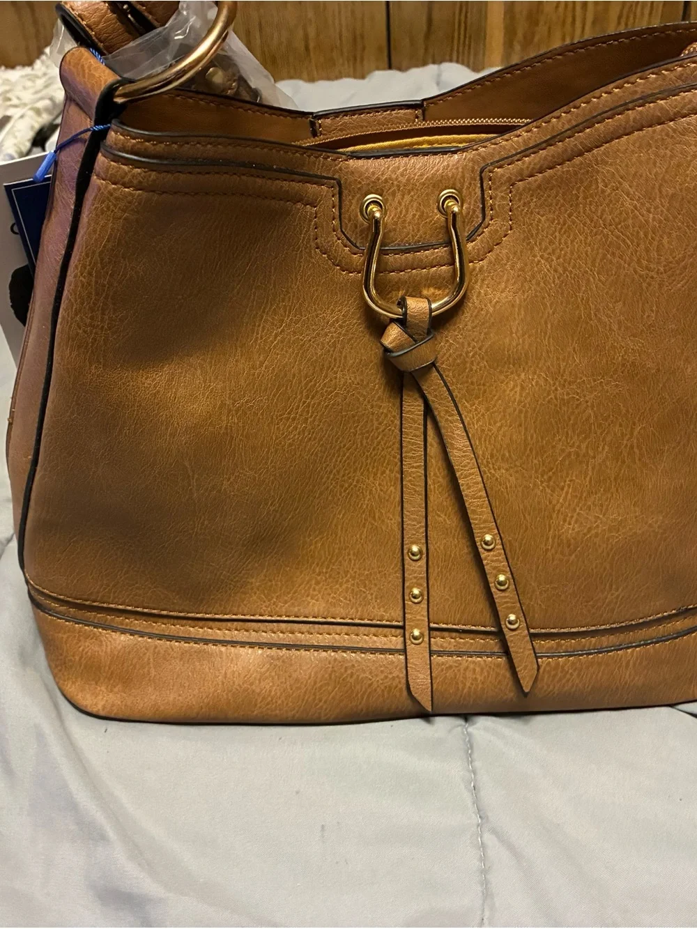 Mauve Triple-Compartment Convertible Hobo Bag